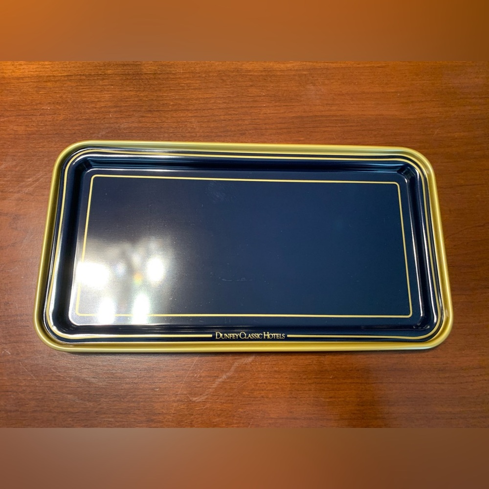 Navy and Gold Bath Traya Set of 6 vintage Hotel bathroom amenities trays TV Prop